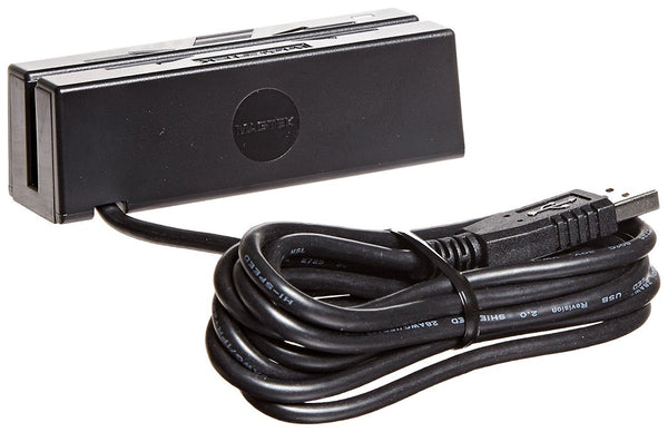 MagTek 21040140 SureSwipe Dual Head Triple Track USB HID Magnetic Stripe Reader with 6' Cable, 60 in/s Swipe Speed, 5V, Black